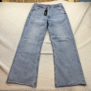 Fashion Nova Straight Leg Jeans Womens 15 Light Blue High Demand Non Stretch Raw